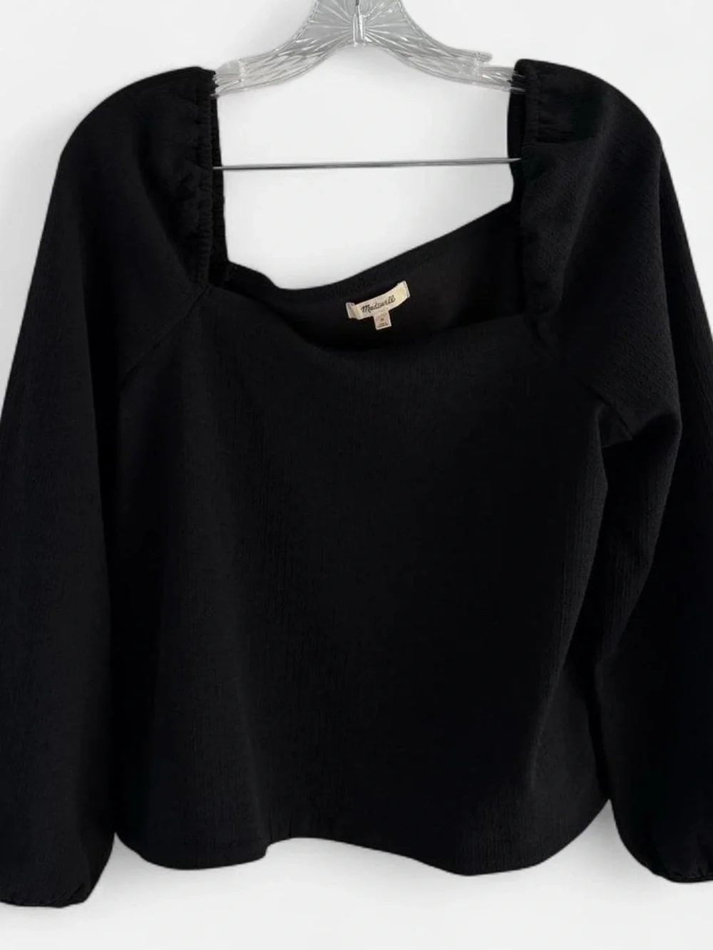 Madewell Black Long Sleeve with Square Neckline - Size M